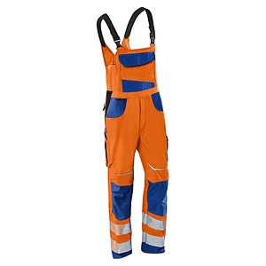 KÜBLER® unisex Warnschutz-Latzhose REFLECTIQ orange, kornblau Größe 102