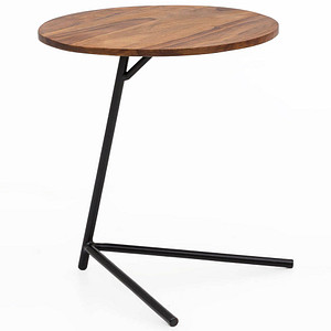 WOHNLING Beistelltisch rund Massivholz sheesham 40,0 x 40,0 x 46,0 cm, 1 St.