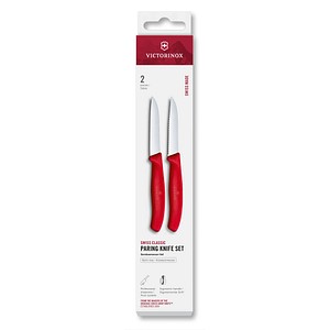 VICTORINOX Küchenmesser  Swiss Classic silber, rot, Klinge: 8,0 cm, 2 St.