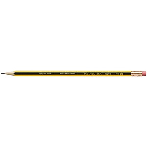 STAEDTLER Noris 122 Bleistifte HB schwarz/gelb mit Radierer, 12 St.