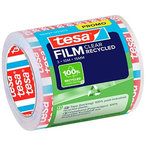 tesa CLEAR RECYCLED Klebefilm transparent 15,0 mm x 10,0 m 3 Rollen