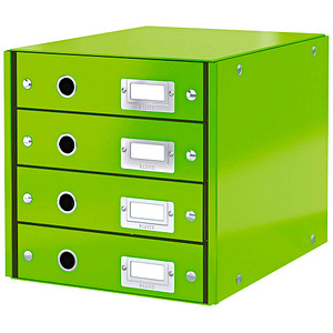LEITZ Schubladenbox Click & Store  grün 60490054, DIN A4 mit 4 Schubladen