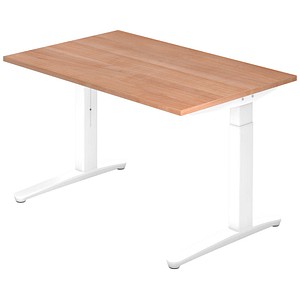 HAMMERBACHER VXB12 höhenverstellbarer Schreibtisch nussbaum rechteckig, C-Fuß-Gestell weiß 120,0 x 80,0 cm