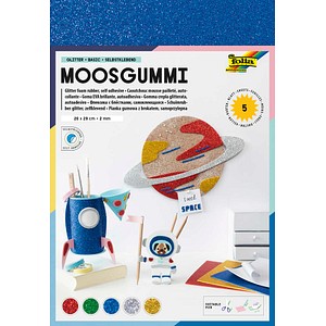 folia Moosgummi GLITTER BASIC 5-farbig sortiert 5 Blatt