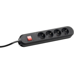 BACHMANN SMART 4-fach Steckdosenleiste mit Schalter 1,5 m schwarz