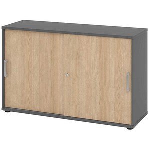 HAMMERBACHER Schiebetürenschrank 1752S, V1752S/G/E/CE eiche, grafit 1 Fachboden 120,0 x 40,0 x 74,8 cm