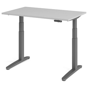 HAMMERBACHER XBHM12 elektrisch höhenverstellbarer Schreibtisch lichtgrau rechteckig, C-Fuß-Gestell grau 120,0 x 80,0 cm