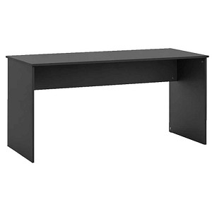 MÖBELPARTNER Hank Schreibtisch schwarz rechteckig, Wangen-Gestell schwarz 144,0 x 65,0 cm