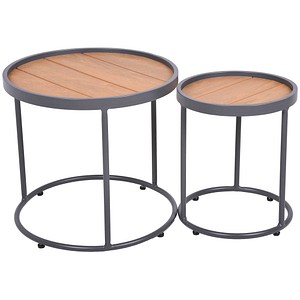 Garden Pleasure SILEA Beistelltische-Set rund Kunststoff anthrazit, 1 Set