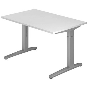 HAMMERBACHER VXB12 höhenverstellbarer Schreibtisch weiß rechteckig, C-Fuß-Gestell silber 120,0 x 80,0 cm