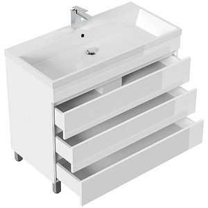 POSSEIK Waschbecken mit Unterschrank FELLINI 100 weiß glanz 100,0 x 48,0 x 83,5 cm