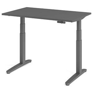HAMMERBACHER XBHM12 elektrisch höhenverstellbarer Schreibtisch grafit rechteckig, C-Fuß-Gestell grau 120,0 x 80,0 cm