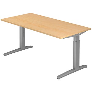 HAMMERBACHER VXB16 höhenverstellbarer Schreibtisch ahorn rechteckig, C-Fuß-Gestell silber 160,0 x 80,0 cm