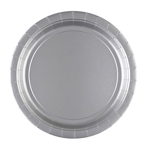 amscan® Einweg-Teller silber 23,0 x 23,0 cm, 8 St.