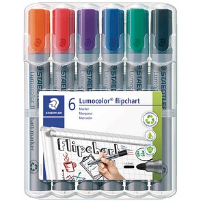 STAEDTLER Lumocolor Flipchart-Marker farbsortiert 2,0 mm, 6 St.