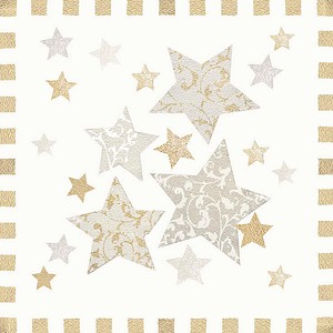 PAPSTAR Servietten Stardust weiß, gold 3-lagig 33,0 x 33,3 cm, 100 St.