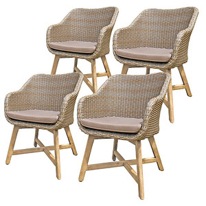 Garden Pleasure Gartenstühle mit Armlehnen OAKLAND braun, Holz, 4 St.