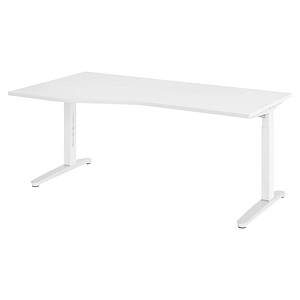 HAMMERBACHER VXB18 höhenverstellbarer Schreibtisch weiß Trapezform, C-Fuß-Gestell weiß 180,0 x 80,0/100,0 cm