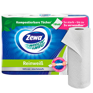 Zewa Küchenrollen WISCH&WEG Reinweiss 2-lagig, 4 Rollen