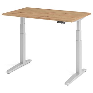 HAMMERBACHER XBHM12 elektrisch höhenverstellbarer Schreibtisch asteiche rechteckig, C-Fuß-Gestell silber 120,0 x 80,0 cm