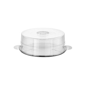 APS Tortenplatte mit 2 Hauben transparent/silber Ø 30,0 cm, 1 St.