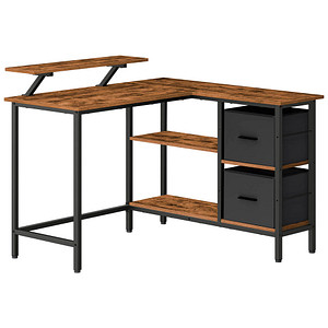 VASAGLE Schreibtisch vintage-braun rechteckig, 4-Fuß-Gestell schwarz 115,0 x 105,0 cm