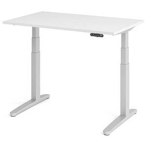 HAMMERBACHER XBHM12 elektrisch höhenverstellbarer Schreibtisch weiß rechteckig, C-Fuß-Gestell silber 120,0 x 80,0 cm