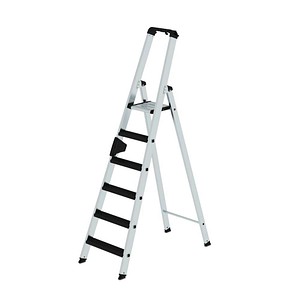 MUNK Stehleiter einseitig 42106 silber 6 Stufen, H: 205,0 cm
