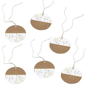 artoz Geschenkanhänger braun, weiß Hangtag Set kraft Ø 6,5 cm, 6 St.