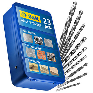 S&R Bohrer-Set HSS M2 Stahl, 23-teilig