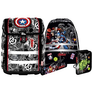 Mc®Neill Schulranzen-Set PERFECTO MARVEL AVENGERS Kunstfaser schwarz