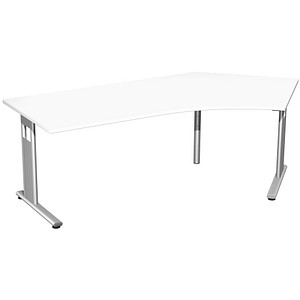 geramöbel Flex Schreibtisch weiß L-Form, C-Fuß-Gestell silber 216,6 x 113,0 cm