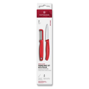 VICTORINOX Küchenmesser + Sparschäler Swiss Classic silber, rot, 1 Set
