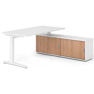 HAMMERBACHER XBE16SB höhenverstellbarer Schreibtisch weiß rechteckig, C-Fuß-Gestell weiß 160,0 x 80,0 cm