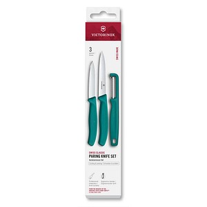 VICTORINOX Küchenmesser + Sparschäler Swiss Classic silber, grün, 1 Set