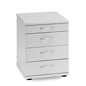 MÖBELPARTNER Standcontainer lichtgrau 4 Auszüge Kunststoff-Stangengriff silber 41,6 x 50,0 x 53,4 cm