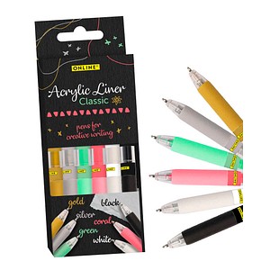 ONLINE® Classic Acrylstifte farbsortiert 1,0 mm, 6 St.