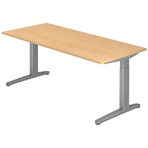 HAMMERBACHER VXB19 höhenverstellbarer Schreibtisch ahorn rechteckig, C-Fuß-Gestell silber 180,0 x 80,0 cm