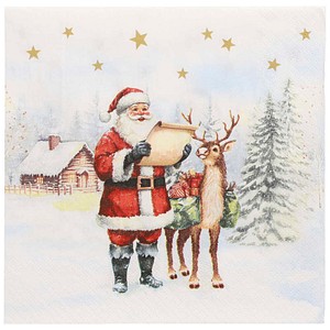 PAPSTAR Servietten Dear Santa weiß, rot 3-lagig 33,0 x 33,3 cm, 20 St.