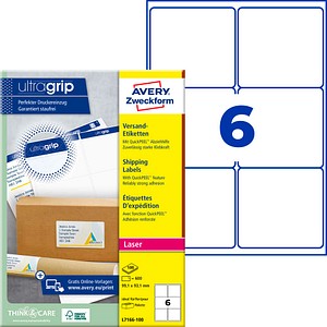 AVERY Zweckform Versandetiketten L7166-100 weiß 99,1 x 93,1 mm, 100 Blatt