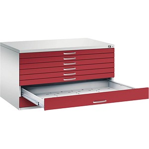 CP 7200 Planschrank lichtgrau, rubinrot 8 Schubladen 135,0 x 96,0 x 76,0 cm, 1 St.