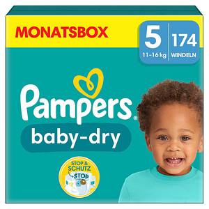 Pampers® Windeln baby-dry™ Monatsbox Größe Gr.5 (11-16 kg) für Babys und Kleinkinder (4-18 Monate), 174 St.