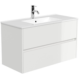 POSSEIK Waschbecken mit Unterschrank LIMES 100 weiß glanz 100,0 x 46,5 x 58,5 cm
