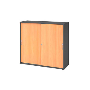 HAMMERBACHER Schiebetürenschrank 1753S, V1753S/G/6/BM buche, grafit 2 Fachböden 120,0 x 40,0 x 110,0 cm