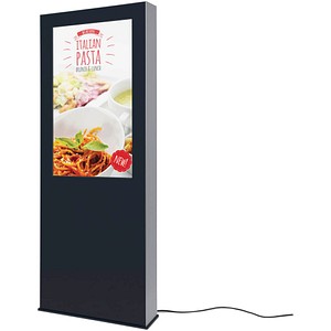 Showdown® Displays Digitale Outdoor-Stele Infostele mit LED-Display, schwarz, 116,8 cm (45,9 Zoll)