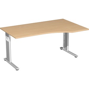 geramöbel Flex Schreibtisch buche L-Form, C-Fuß-Gestell silber 180,0 x 100,0 cm