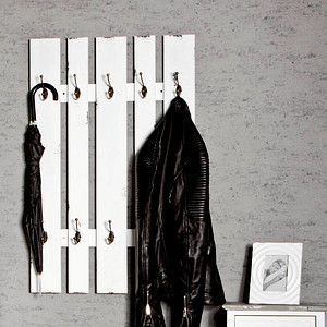 HAKU Möbel Wandgarderobe 32350 weiß Holz 10 Haken 65,0 x 100,0 cm, 1 St.