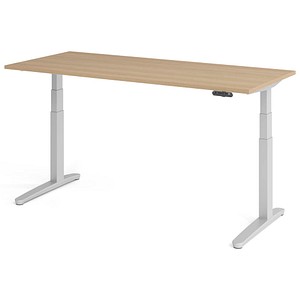 HAMMERBACHER XBHM19 elektrisch höhenverstellbarer Schreibtisch eiche rechteckig, C-Fuß-Gestell silber 180,0 x 80,0 cm