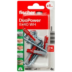 fischer DuoPower 8x40 WH 2K 535001 Dübel mit Schrauben Ø 8 mm x 40 mm, 4 St.