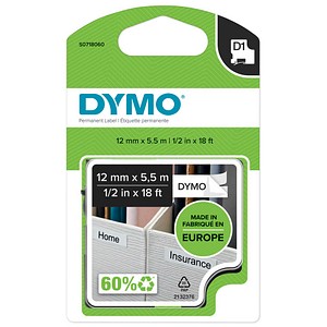 DYMO Schriftband D1 16959 S0718060, 12 mm, schwarz auf weiß, 1 St.